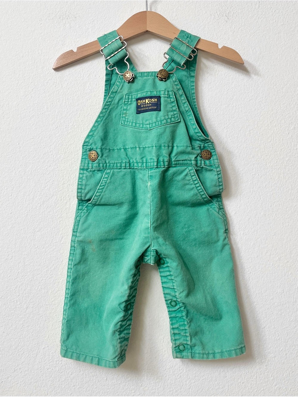 Vintage 1982 OshKosh B'gosh Green Baby Overalls 3-6M